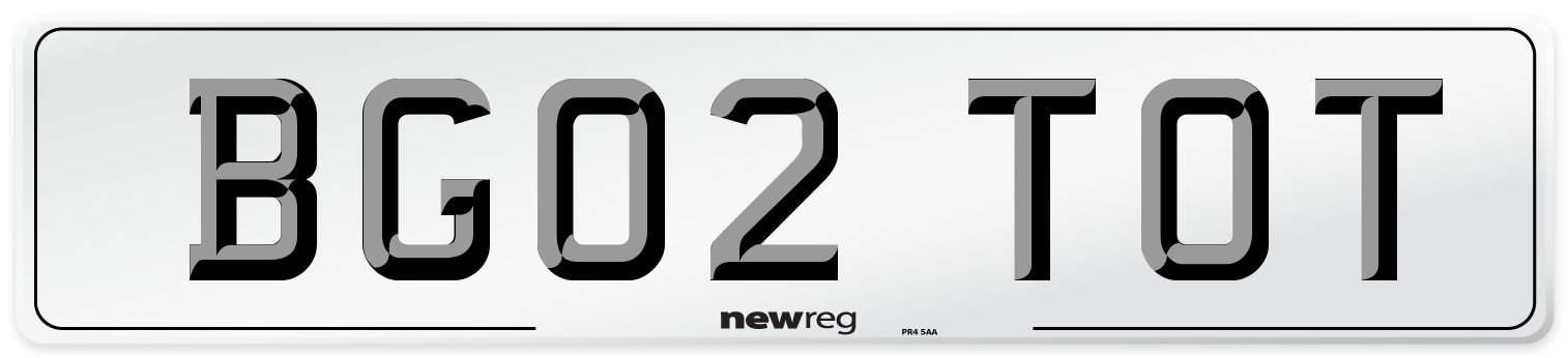 BG02 TOT Number Plate from New Reg